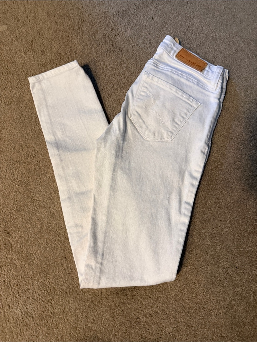 Big Star White Women's Skinny Jeans with Leather Waist Patch